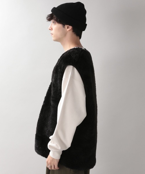 RAGEBLUE（レイジブルー）の「フェイクファー/ルーズベスト2（ベスト・メンズ・ブラウン/ブラック・ONE SIZE）」の6枚目の写真