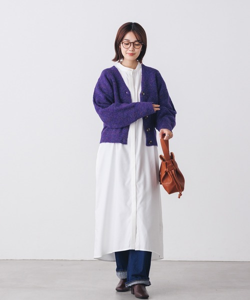 hunch(ハンチ)の「やわらかツイルデニム 袖フリルシャツワンピース | 春夏秋冬 長袖 ライトアウター ベルト付き 膝下丈(シャツワンピース・レディース・オフホワイト・FREE)」の9枚目の写真