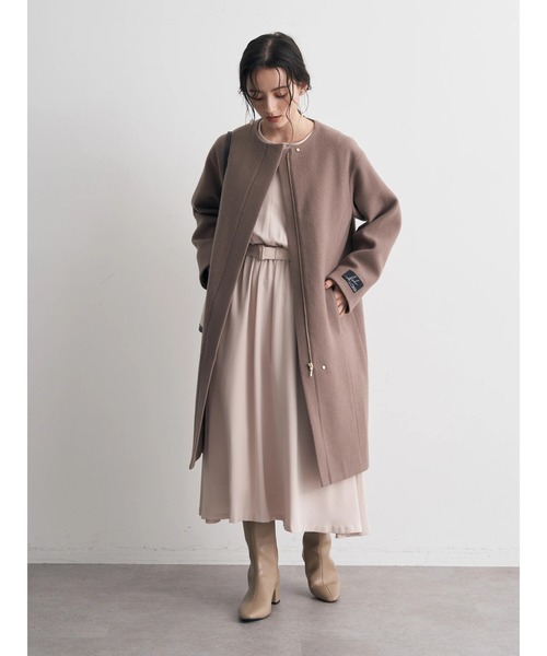 YECCA VECCA(イェッカヴェッカ)の「ウール混ノーカラーコート(ノーカラーコート・レディース・ライトグレー/ブラック/ブルー/ダークベージュ・FREE)」の15枚目の写真