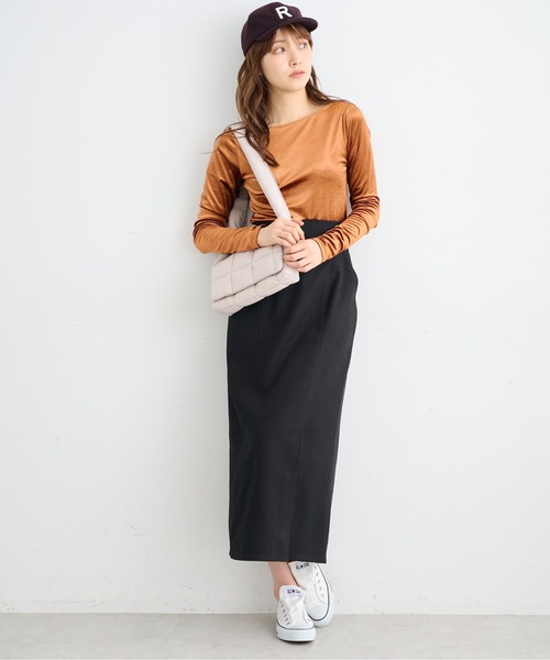 FREE'S MART（フリーズマート）の「◇【3サイズ展開XS-M】ハイウエストパネル切替ナロースカート【低身長サイズ有】（スカート・レディース・ブラック/ベージュ系その他・X-SMALL/MEDIUM/SMALL）」の9枚目の写真