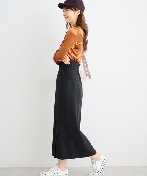 FREE'S MART（フリーズマート）の「◇【3サイズ展開XS-M】ハイウエストパネル切替ナロースカート【低身長サイズ有】（スカート・レディース・ブラック/ベージュ系その他・X-SMALL/MEDIUM/SMALL）」の4枚目の写真