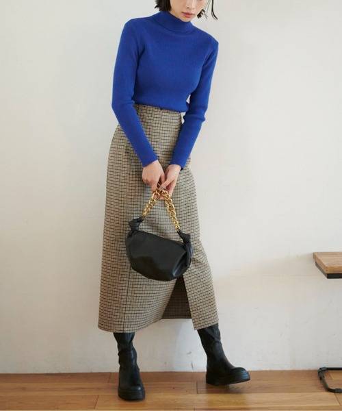 FREE'S MART（フリーズマート）の「◇【3サイズ展開XS-M】ハイウエストパネル切替ナロースカート【低身長サイズ有】（スカート・レディース・ブラック/ベージュ系その他・X-SMALL/MEDIUM/SMALL）」の14枚目の写真