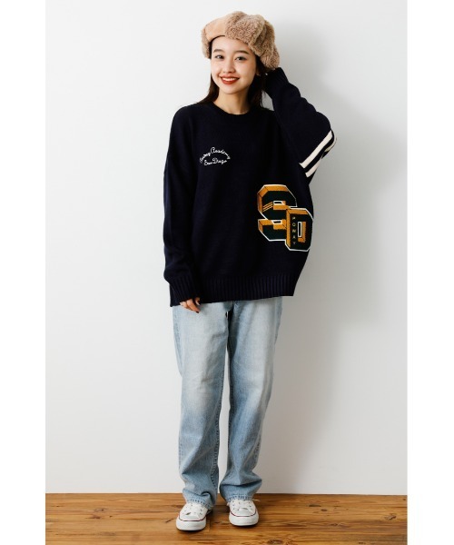 RODEO CROWNS WIDE BOWL（ロデオクラウンズワイドボウル）の「Lettered ニットトップス（ニット/セーター・レディース・ネイビー/アイボリー/マジェンタ・FREE）」の19枚目の写真