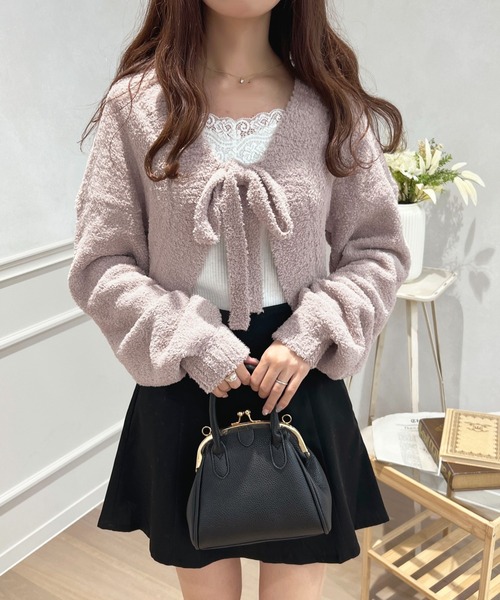 apres jour（アプレジュール）の「もこもこニットボレロ【ZOZOTOWN限定アイテム】（カーディガン/ボレロ・レディース・ラベンダー/オフホワイト/ライトピンク・X-LARGE/フリー）」の2枚目の写真