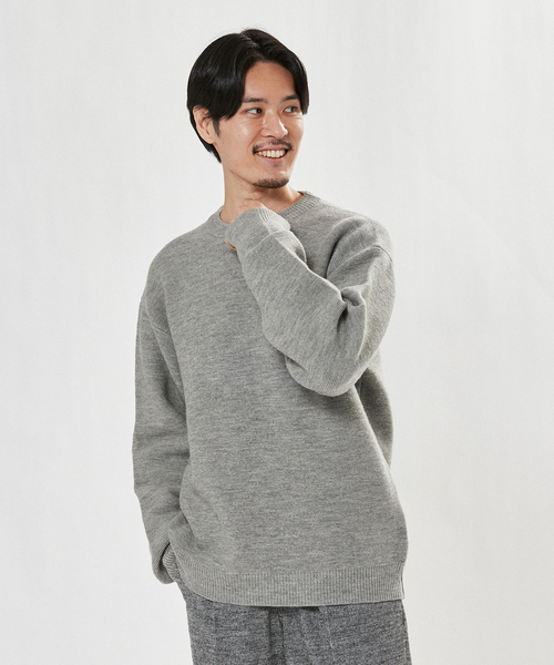 EDIFICE(エディフィス)の「フレンチメリノ T/W ガーター オーバーサイズ クルーネック ニット(ニット/セーター・メンズ・ブラック/チャコールグレー/アイボリー・SMALL/MEDIUM/LARGE)」の6枚目の写真