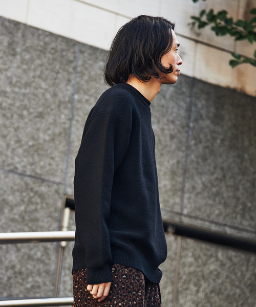 EDIFICE(エディフィス)の「フレンチメリノ T/W ガーター オーバーサイズ クルーネック ニット(ニット/セーター・メンズ・ブラック/チャコールグレー/アイボリー・SMALL/MEDIUM/LARGE)」の21枚目の写真