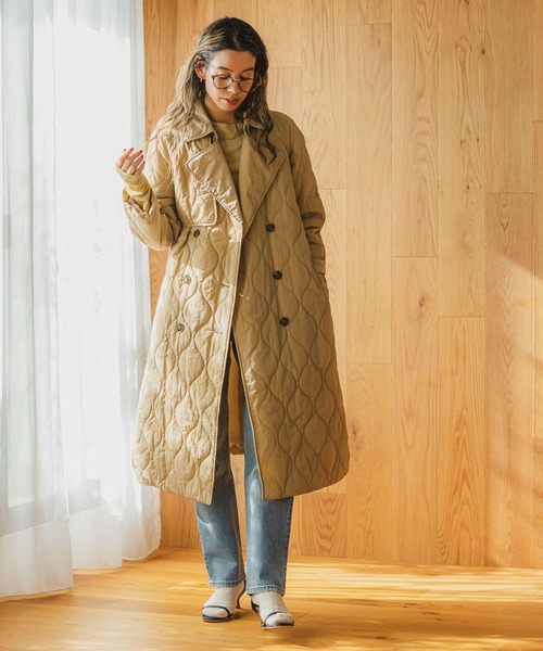 BAYFLOW（ベイフロー）の「キルティングトレンチコート（トレンチコート・レディース・アイボリー/チャコールグレー/ベージュ・SMALL/MEDIUM）」の13枚目の写真