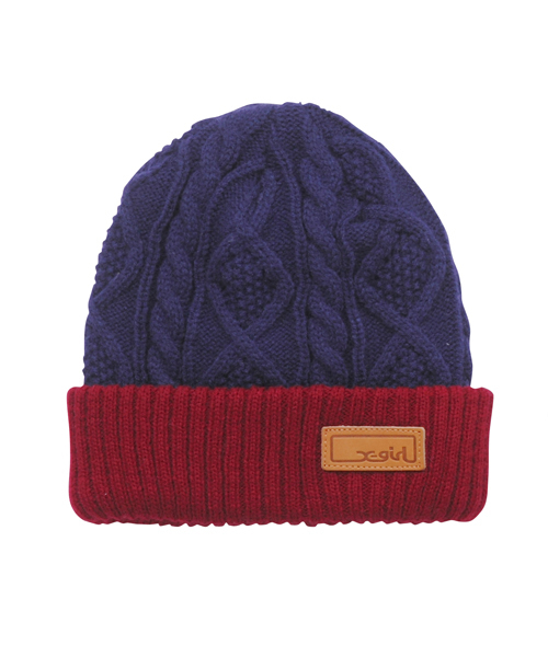 X-girl（エックスガール）の「CABLE KNIT CAP（ニットキャップ/ビーニー・レディース・ブラック/アッシュ/ネイビー・ONE SIZE）」の3枚目の写真