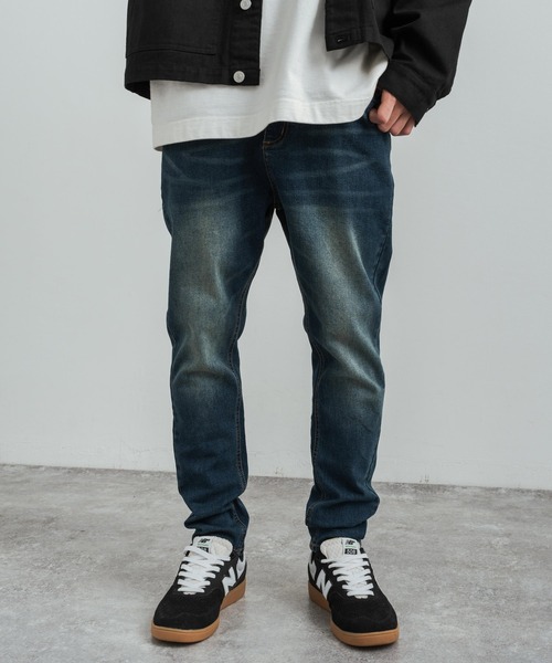 Rocky Monroe（ロッキーモンロー）の「ストレッチデニム テーパードスキニーサルエルパンツ（デニムパンツ・メンズ・ライトインディゴブルー/インディゴブルー/ブラック/ワンウォッシュ・M/L/XL）」の10枚目の写真