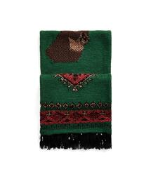 ハンドニット ウールブレンド グラフィック マフラー