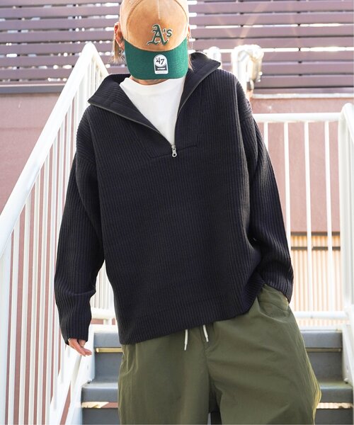 VENCEEXCHANGE（ヴァンスエクスチェンジ）の「【洗える】畦編みハーフジップ（カーディガン/ボレロ・メンズ・オレンジ/ミント/オフホワイト/ブラック・L/M）」の3枚目の写真