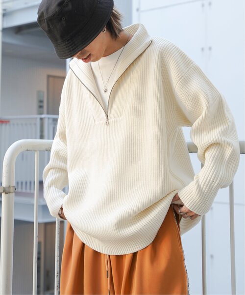 VENCEEXCHANGE（ヴァンスエクスチェンジ）の「【洗える】畦編みハーフジップ（カーディガン/ボレロ・メンズ・オレンジ/ミント/オフホワイト/ブラック・L/M）」の17枚目の写真