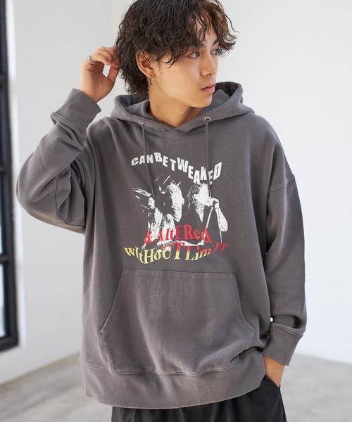 PBLIM（ページボーイリム）の「PAGEBOYLIM/ロックンロールフーディー（パーカー・レディース・グリーン/チャコールグレー/オフホワイト・MEDIUM/LARGE）」の3枚目の写真