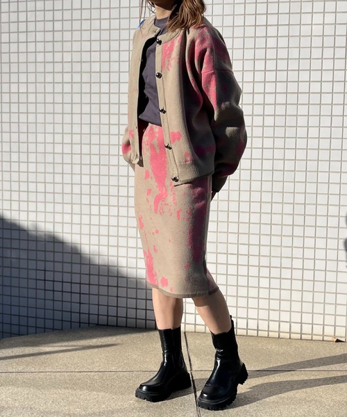 mi via loca（ミヴィアロカ）の「【セットアップ】前後2WAY柄ジャガードカーディガン（カーディガン/ボレロ・レディース・ブルー/キナリ/ベージュ/イエロー・FREE）」の15枚目の写真