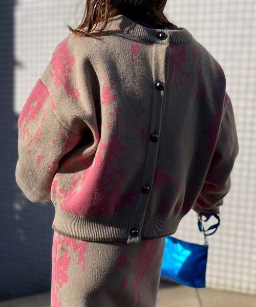 mi via loca（ミヴィアロカ）の「【セットアップ】前後2WAY柄ジャガードカーディガン（カーディガン/ボレロ・レディース・ブルー/キナリ/ベージュ/イエロー・FREE）」の14枚目の写真