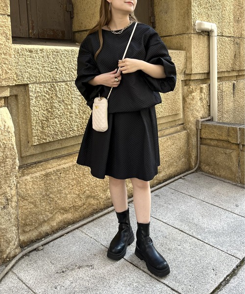 prose verse（プロズヴェール）の「キルティングジャガードフレアミニセットアップ（セットアップ・レディース・ブラック/オフホワイト・MEDIUM）」の12枚目の写真