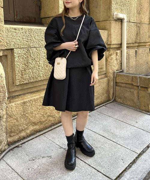 prose verse（プロズヴェール）の「キルティングジャガードフレアミニセットアップ（セットアップ・レディース・ブラック/オフホワイト・MEDIUM）」の13枚目の写真