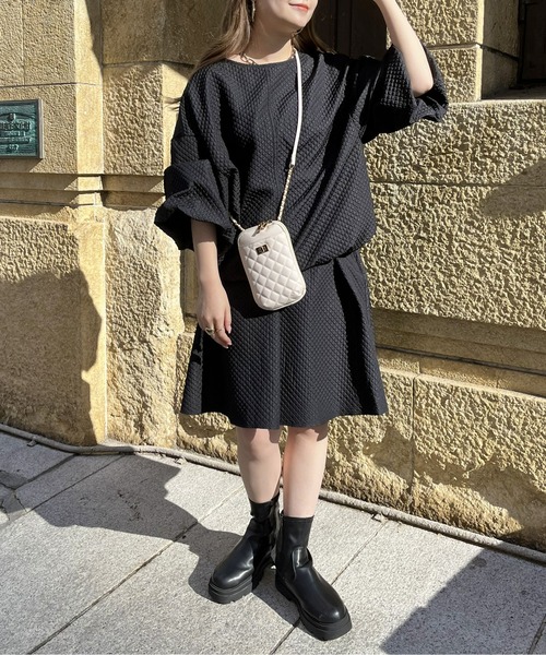 prose verse（プロズヴェール）の「キルティングジャガードフレアミニセットアップ（セットアップ・レディース・ブラック/オフホワイト・MEDIUM）」の14枚目の写真