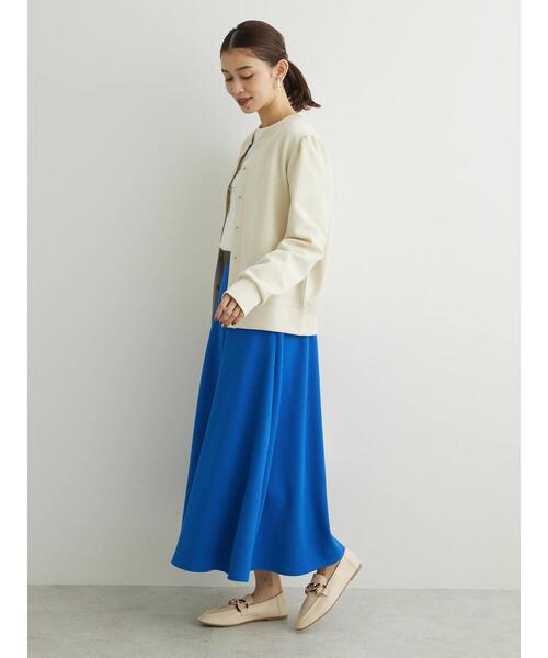 Green　Parks（グリーンパークス）の「表面感カットフレアスカート（スカート・レディース・ブラック/ブルー/アイボリー・FREE）」の5枚目の写真