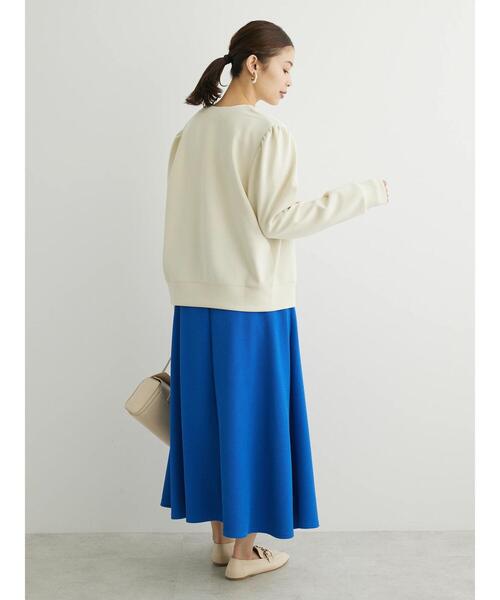 Green　Parks（グリーンパークス）の「表面感カットフレアスカート（スカート・レディース・ブラック/ブルー/アイボリー・FREE）」の6枚目の写真