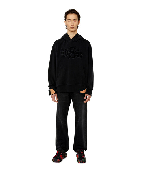 メンズ パーカー リッピング加工