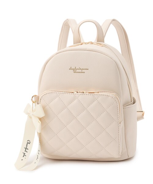 Ober Tashe(オーバータッシェ)の「◆リボンチャーム付きキルトミニリュック(バックパック/リュック・レディース・ピンク系/ブルー/ブラック/アイボリー・FREE)」の2枚目の写真