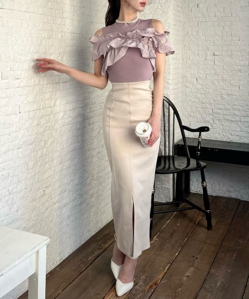 【セール】ガムストレッチタイトロングスカート’23ｓ（スカート）｜ROYAL PARTY（ロイヤルパーティー）