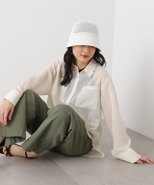 N.(N. Natural Beauty Basic)(エヌエヌナチュラルビューティーベーシック)の「◆ストライプシャツブラウス(シャツ/ブラウス・レディース・ブルー/ピンク/ベージュ/ライトグリーン・MEDIUM)」の5枚目の写真