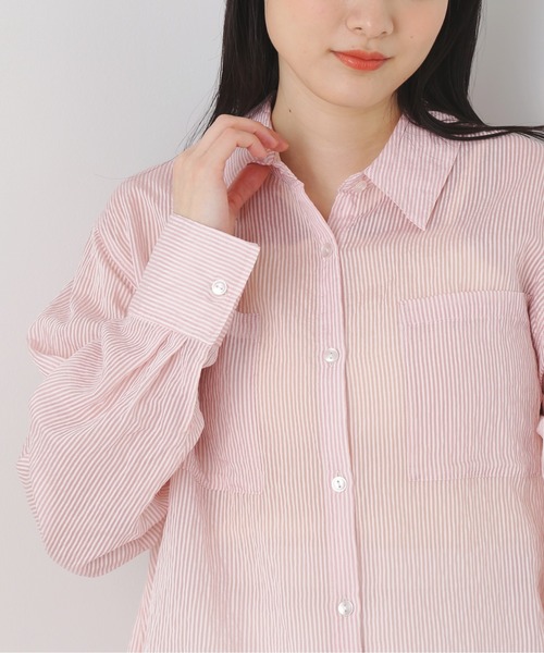 N.(N. Natural Beauty Basic)(エヌエヌナチュラルビューティーベーシック)の「◆ストライプシャツブラウス(シャツ/ブラウス・レディース・ブルー/ピンク/ベージュ/ライトグリーン・MEDIUM)」の17枚目の写真