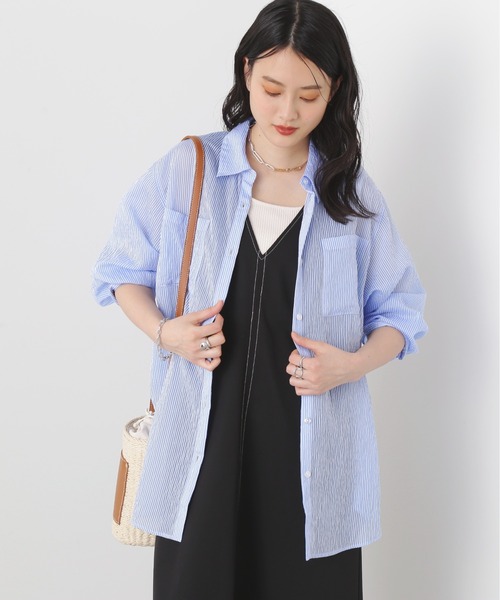 N.(N. Natural Beauty Basic)(エヌエヌナチュラルビューティーベーシック)の「◆ストライプシャツブラウス(シャツ/ブラウス・レディース・ブルー/ピンク/ベージュ/ライトグリーン・MEDIUM)」の9枚目の写真