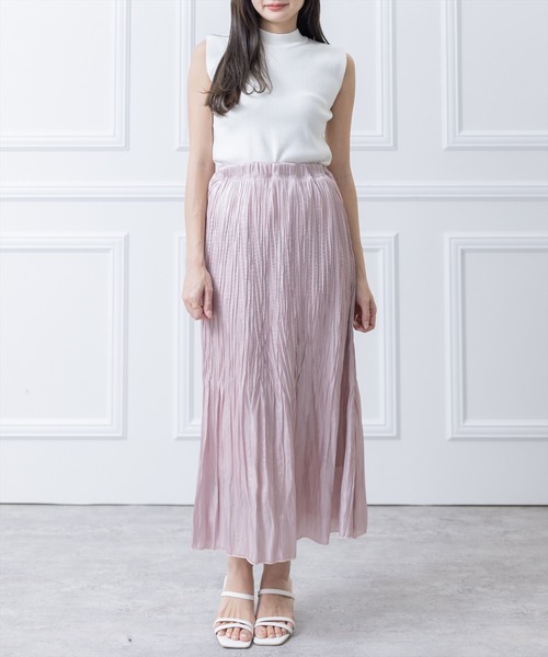 clear（クリア）の「シャイニープリーツスカート[春 夏 大活躍 着回し抜群 大人 カジュアル こなれ感]（スカート・レディース・ベージュ/ラベンダー/ピンク・F）」の17枚目の写真