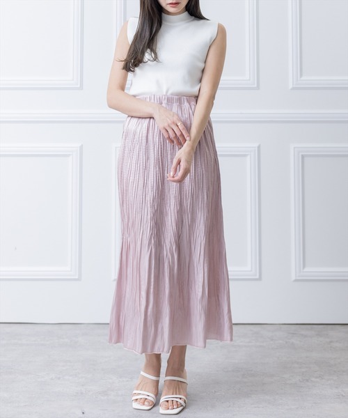 clear（クリア）の「シャイニープリーツスカート[春 夏 大活躍 着回し抜群 大人 カジュアル こなれ感]（スカート・レディース・ベージュ/ラベンダー/ピンク・F）」の16枚目の写真