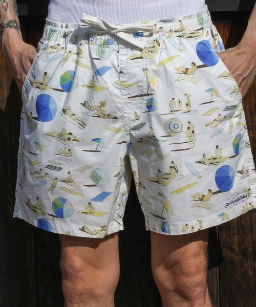 TCSS（ティーシーエスエス）の「BOARD SHORTS/Critical Slide(クリティカルスライド)TCSSビーチモチーフ総柄プリントウエストゴムスイムボードショーツ サーフトランクス【水着】（水着・メンズ・ブラック/ホワイト・32inch/30inch/28inch/34inch）」の2枚目の写真