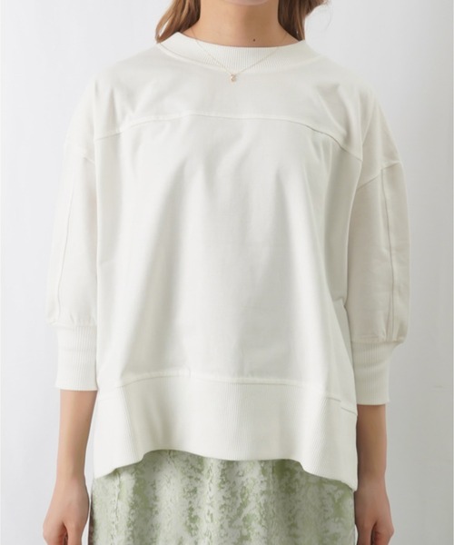 LUCA/LADY LUCK LUCA（ルカ/レディラックルカ）の「LC/LLL カットワイド切替プルオーバー / 袖ボリュームスリットプルオーバー（Tシャツ/カットソー・レディース・ブラック/オフホワイト/サックスブルー/パープル/チャコールグレー・FREE）」の20枚目の写真