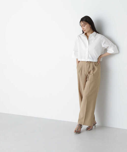 NATURAL BEAUTY BASIC（ナチュラルビューティーベーシック）の「◇ダブルベルトワイドパンツ（その他パンツ・レディース・ダークブルー/ベージュ/ブラック・SMALL/MEDIUM）」の4枚目の写真