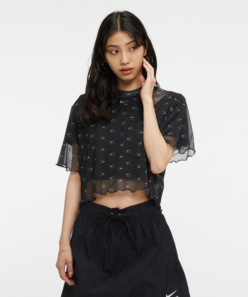 NIKE（ナイキ）の「ナイキ エア ウィメンズ プリント メッシュ ショートスリーブ クロップ トップ / Nike Air Women's Printed Mesh Short-Sleeve Crop Top（Tシャツ/カットソー・レディース・ブラック/ゴールド・XL/S/L/XS/2XL/M）」の6枚目の写真