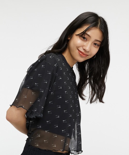 NIKE（ナイキ）の「ナイキ エア ウィメンズ プリント メッシュ ショートスリーブ クロップ トップ / Nike Air Women's Printed Mesh Short-Sleeve Crop Top（Tシャツ/カットソー・レディース・ブラック/ゴールド・XL/S/L/XS/2XL/M）」の7枚目の写真