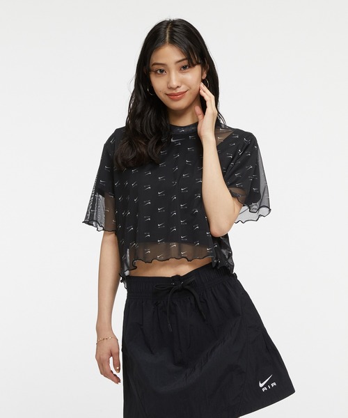 NIKE（ナイキ）の「ナイキ エア ウィメンズ プリント メッシュ ショートスリーブ クロップ トップ / Nike Air Women's Printed Mesh Short-Sleeve Crop Top（Tシャツ/カットソー・レディース・ブラック/ゴールド・XL/S/L/XS/2XL/M）」の9枚目の写真