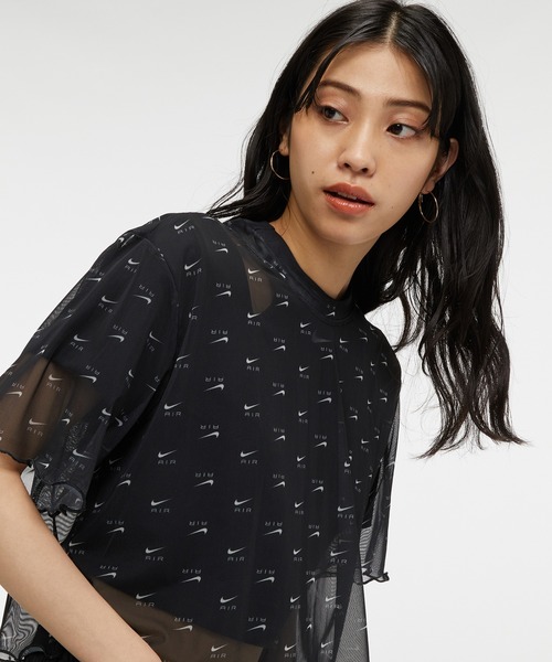 NIKE（ナイキ）の「ナイキ エア ウィメンズ プリント メッシュ ショートスリーブ クロップ トップ / Nike Air Women's Printed Mesh Short-Sleeve Crop Top（Tシャツ/カットソー・レディース・ブラック/ゴールド・XL/S/L/XS/2XL/M）」の12枚目の写真
