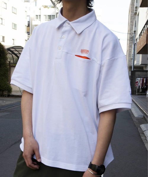 UNIVERSAL OVERALL（ユニバーサルオーバーオール）の「ポロシャツ / オーバーポロシャツ　/ OVER POLO SHIRT（ポロシャツ・メンズ・オレンジ/ホワイト/ネイビー・MEDIUM/LARGE）」の8枚目の写真
