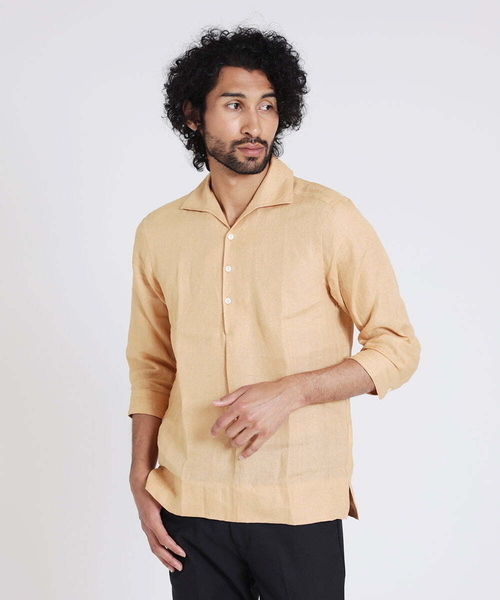 MICHEL KLEIN HOMME (ミッシェルクランオム)の「《日本製》7分袖カプリシャツ(シャツ/ブラウス・メンズ・ライトグレー/グリーン/オレンジ・X-LARGE/MEDIUM/LARGE)」の4枚目の写真