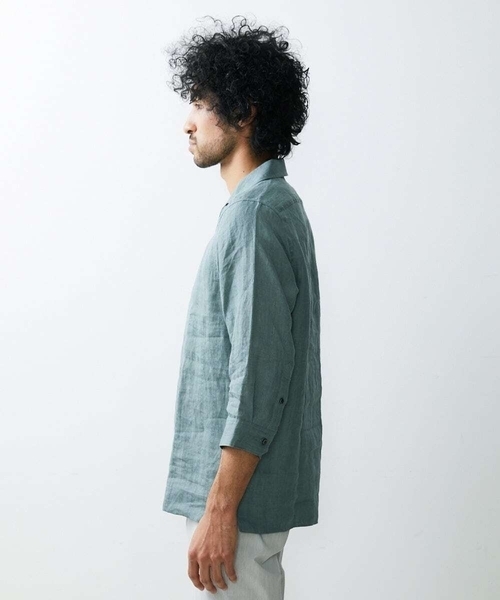MICHEL KLEIN HOMME (ミッシェルクランオム)の「《日本製》7分袖カプリシャツ(シャツ/ブラウス・メンズ・ライトグレー/グリーン/オレンジ・X-LARGE/MEDIUM/LARGE)」の5枚目の写真