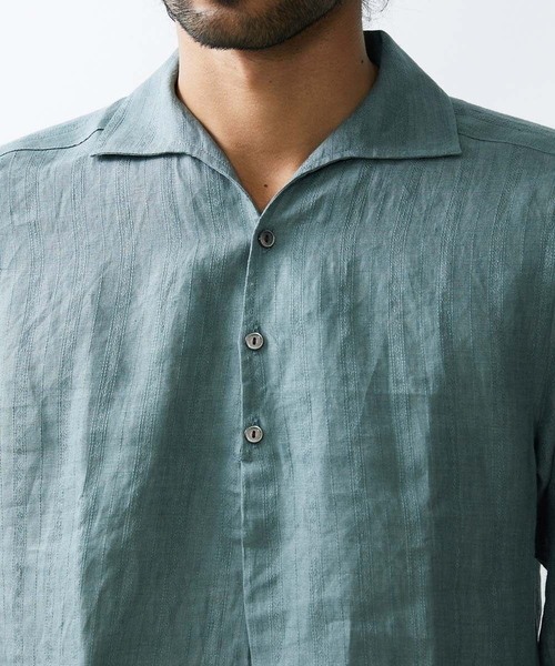 MICHEL KLEIN HOMME (ミッシェルクランオム)の「《日本製》7分袖カプリシャツ(シャツ/ブラウス・メンズ・ライトグレー/グリーン/オレンジ・X-LARGE/MEDIUM/LARGE)」の7枚目の写真
