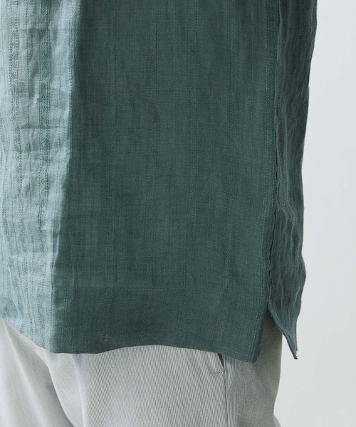 MICHEL KLEIN HOMME (ミッシェルクランオム)の「《日本製》7分袖カプリシャツ(シャツ/ブラウス・メンズ・ライトグレー/グリーン/オレンジ・X-LARGE/MEDIUM/LARGE)」の9枚目の写真