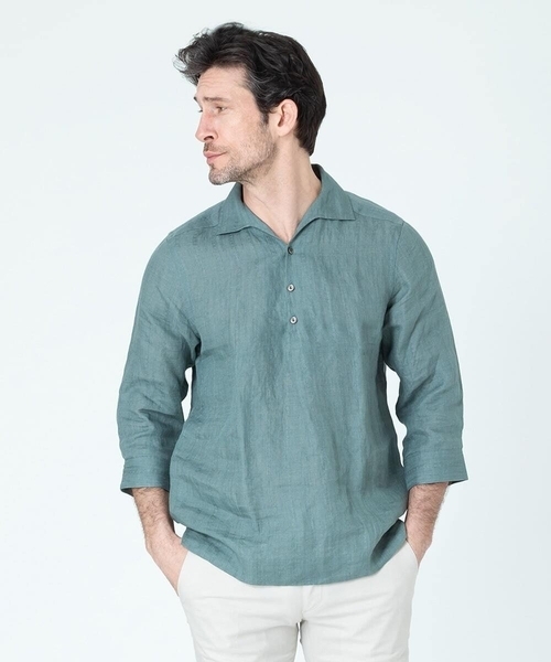 MICHEL KLEIN HOMME (ミッシェルクランオム)の「《日本製》7分袖カプリシャツ(シャツ/ブラウス・メンズ・ライトグレー/グリーン/オレンジ・X-LARGE/MEDIUM/LARGE)」の11枚目の写真