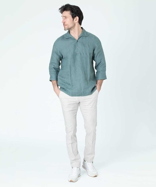 MICHEL KLEIN HOMME (ミッシェルクランオム)の「《日本製》7分袖カプリシャツ(シャツ/ブラウス・メンズ・ライトグレー/グリーン/オレンジ・X-LARGE/MEDIUM/LARGE)」の12枚目の写真