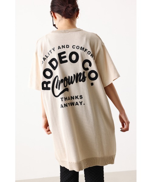 RODEO CROWNS WIDE BOWL（ロデオクラウンズワイドボウル）の「ロゴアイコン ニットドッキング ワンピース（ワンピース・レディース・ブルー/ライトピンク/ライトベージュ/ブラック・FREE）」の3枚目の写真