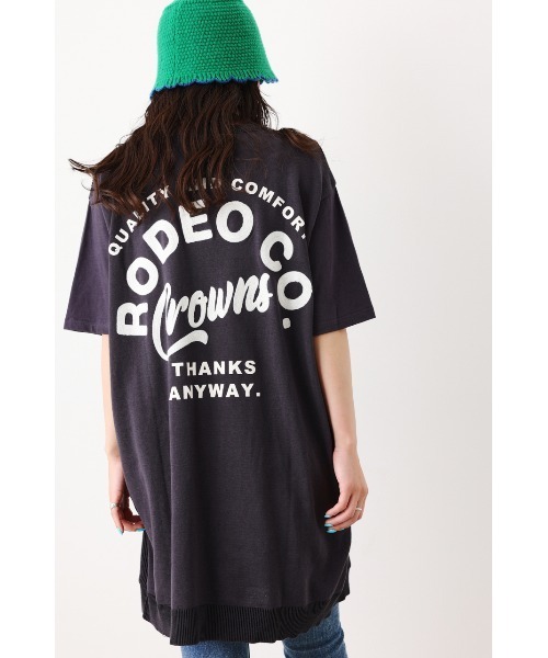 RODEO CROWNS WIDE BOWL（ロデオクラウンズワイドボウル）の「ロゴアイコン ニットドッキング ワンピース（ワンピース・レディース・ブルー/ライトピンク/ライトベージュ/ブラック・FREE）」の2枚目の写真
