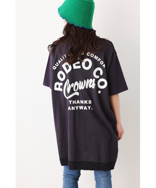 RODEO CROWNS WIDE BOWL（ロデオクラウンズワイドボウル）の「ロゴアイコン ニットドッキング ワンピース（ワンピース・レディース・ブルー/ライトピンク/ライトベージュ/ブラック・FREE）」の5枚目の写真