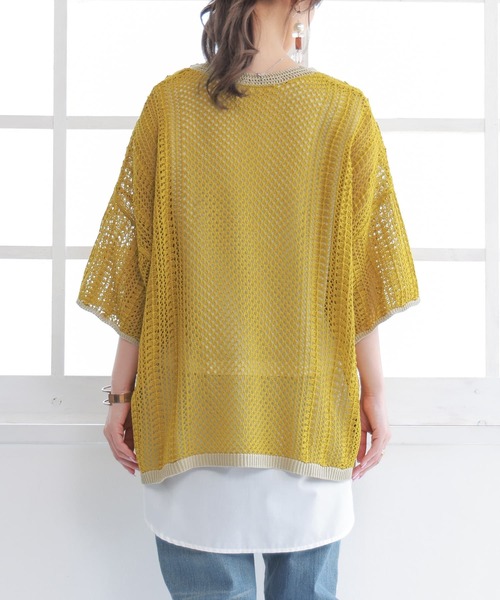 n'OrLABEL（ノアールレーベル）の「【廃盤】『透かし編みバイカラーニット』（ニット/セーター・レディース・ブラック/ベージュ/マスタード・FREE）」の7枚目の写真